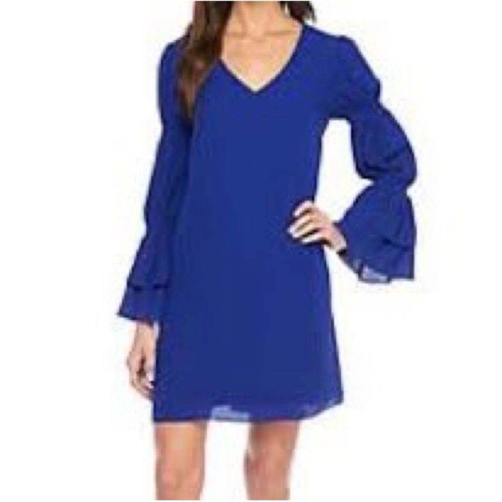 Kaari Blue Fuego Cool Romance Bell Sleeve Dress